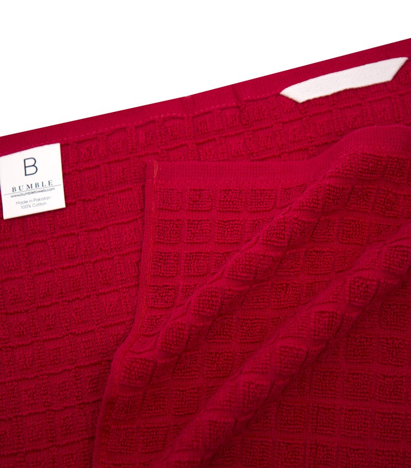 Bumble Towels Premium Kitchen Towels (20â€x 28â€, 6 Pack) | Large Cotton Dish Towels | Flat & Terry Highly Absorbent Kitchen Linen Set with Hanging Loop | Red Check - Image 4